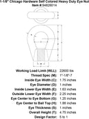 1 1 8 chicago hardware self colored heavy duty eye nut specification diagram