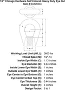 1 2 chicago hardware self colored heavy duty eye nut specification diagram