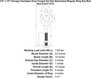1 2 x 10 chicago hardware drop forged hot dip galvanized regular ring eyebolt specification diagram