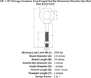 1 2 x 10 chicago hardware drop forged hot dip galvanized shoulder eyebolt specification diagram
