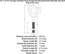 1 2 x 4 1 2 chicago hardware drop forged hot dip galvanized shoulder eyebolt specification diagram