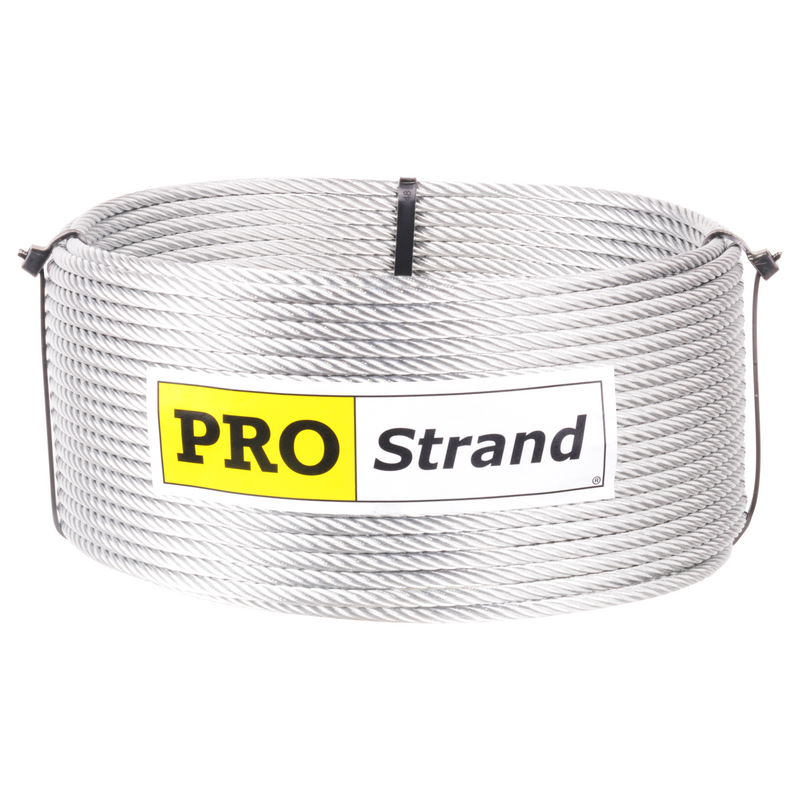 1/4 inch X 100 foot pro strand 7x19 hot dip galvanized cable reel label