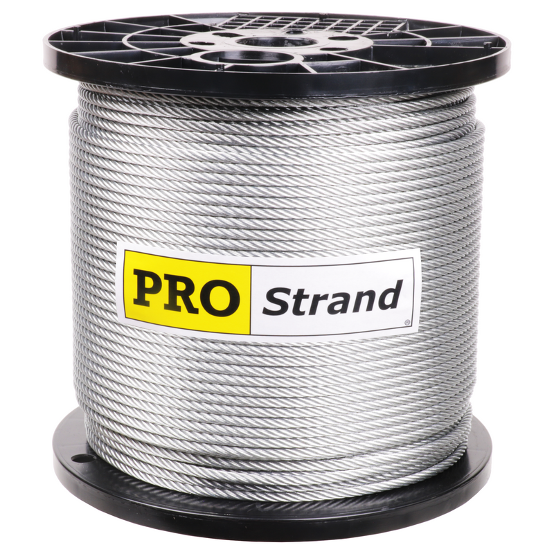 1/4 inch X 1000 foot pro strand 7x19 hot dip galvanized cable reel label