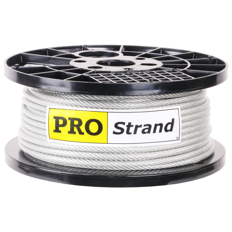 1/4 inch X 200 foot pro strand 7x19 vinyl coated galvanized cable reel label