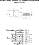 1 4 x 1 chicago hardware zinc plated machinery eyebolt specification diagram