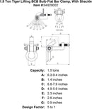 1 5 ton tiger lifting bcb bulb flat bar clamp with shackle specification diagram