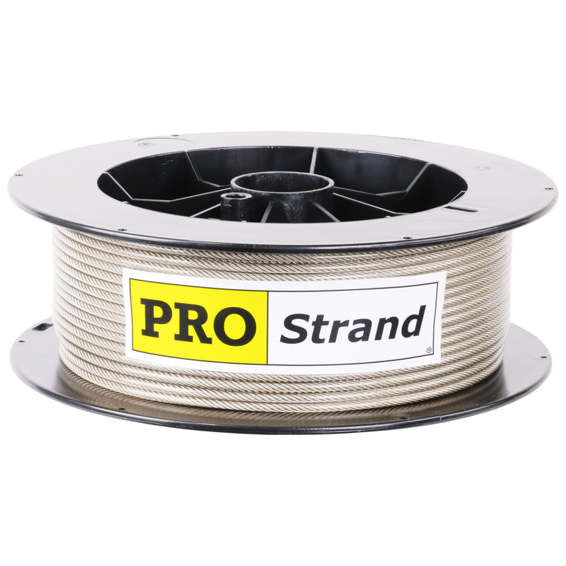 1/8 inch X 200 foot pro strand 7x19 type 304 vinyl coated stainless steel cable reel label