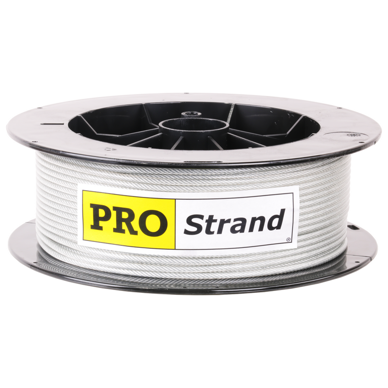 1/8 inch X 200 foot pro strand 7x19 vinyl coated galvanized cable reel label