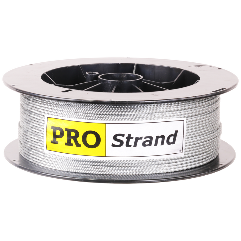1/8 inch X 500 foot pro strand 7x19 hot dip galvanized cable reel label