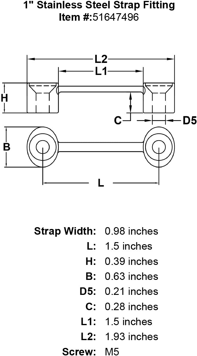 1 Stainless Steel Strap Fitting specification diagram