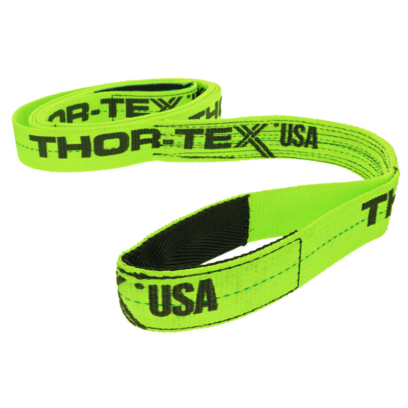 THOR-TEX USA 1 Ply 2" x 20' Eye x Eye Polyester Web Lifting Sling, Cordura Lined Flat Eyes