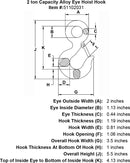 2 ton Eye Hoist Hook specification diagram
