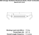 26 chicago hardware aluminum hook x hook turnbuckle specification diagram