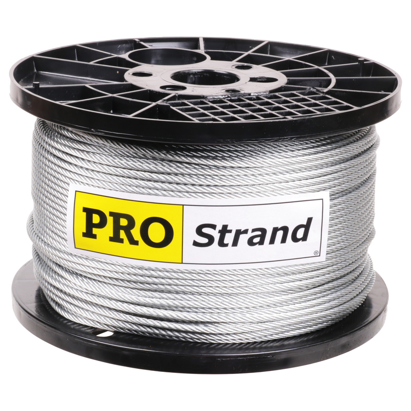 3/16 inch X 1000 foot pro strand 7x19 hot dip galvanized cable reel label
