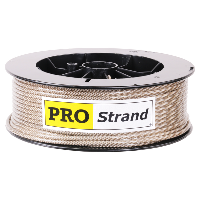 3/16 inch X 200 foot pro strand 7x19 type 304 vinyl coated stainless steel cable reel label