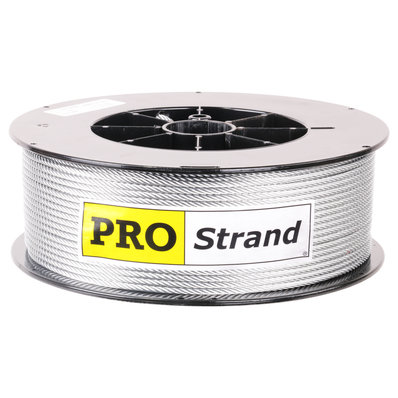 3/16 inch X 500 foot pro strand 7x19 hot dip galvanized cable reel label