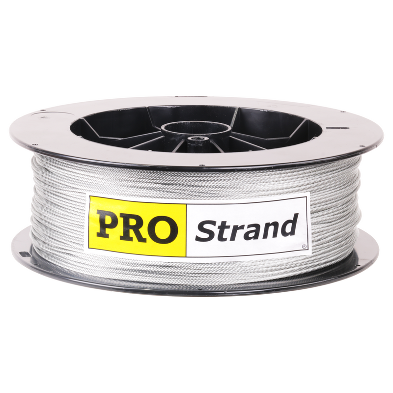 3/32 inch X 1000 foot pro strand 7x19 hot dip galvanized cable reel label