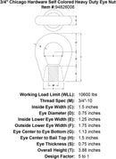 3 4 chicago hardware self colored heavy duty eye nut specification diagram