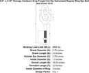3 4 x 4 1 2 chicago hardware drop forged hot dip galvanized regular ring eyebolt specification diagram