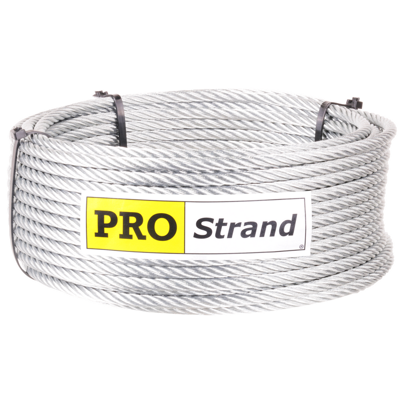 3/8 inch X 100 foot pro strand 7x19 hot dip galvanized cable reel label