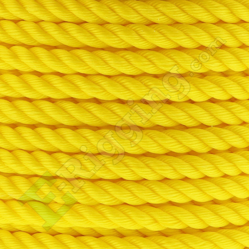 Yellow 3-strand polypropylene rope, 3/8, 2000', A1PY038X2000