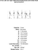3 ton x 20 lift tiger lifting plh professional lever chain hoist specification diagram