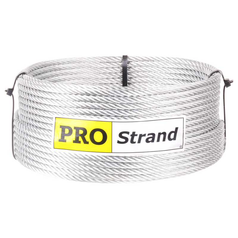 5/16 inch X 100 foot pro strand 7x19 hot dip galvanized cable reel label
