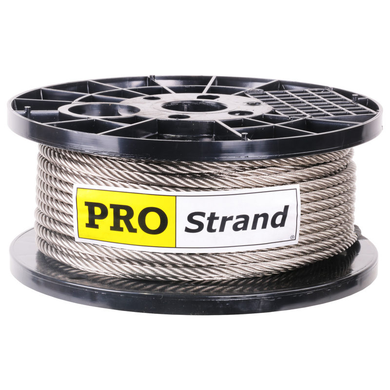 5/16 inch X 200 foot pro strand 7x19 type 304 stainless steel cable reel label
