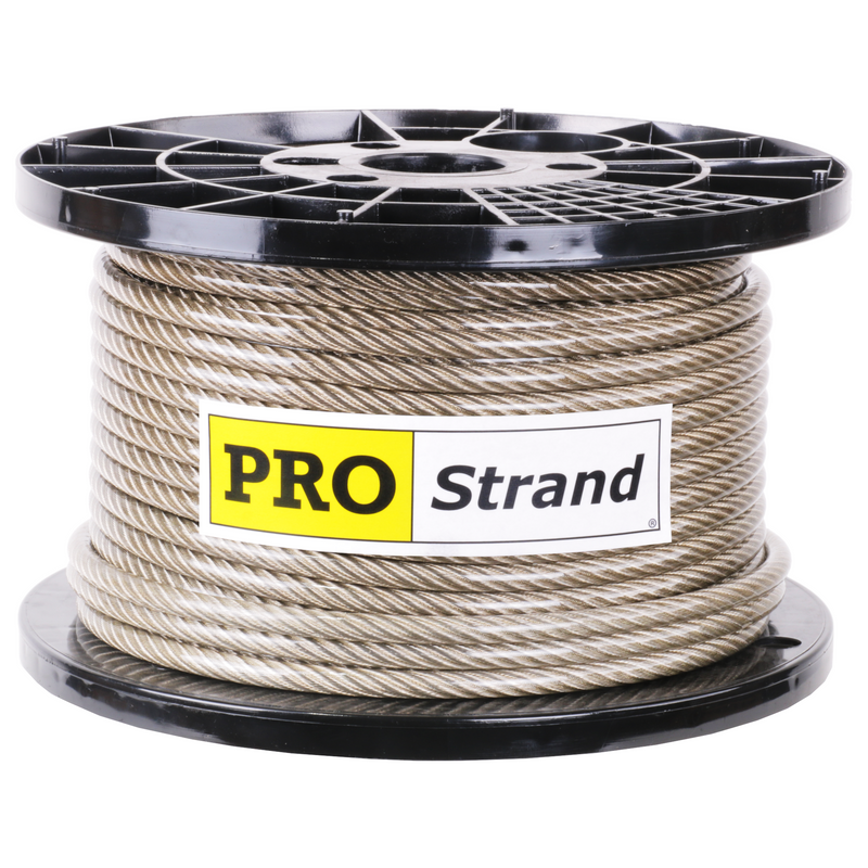 5/16 inch X 200 foot pro strand 7x19 type 304 vinyl coated stainless steel cable reel label
