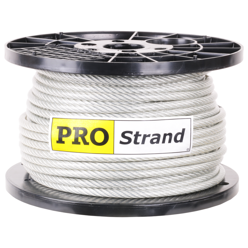 PRO Strand 3/16 X 500', 7x19, Vinyl Coated Hot Dip Galvanized Steel Cable,  Coated to 1/4 Diameter