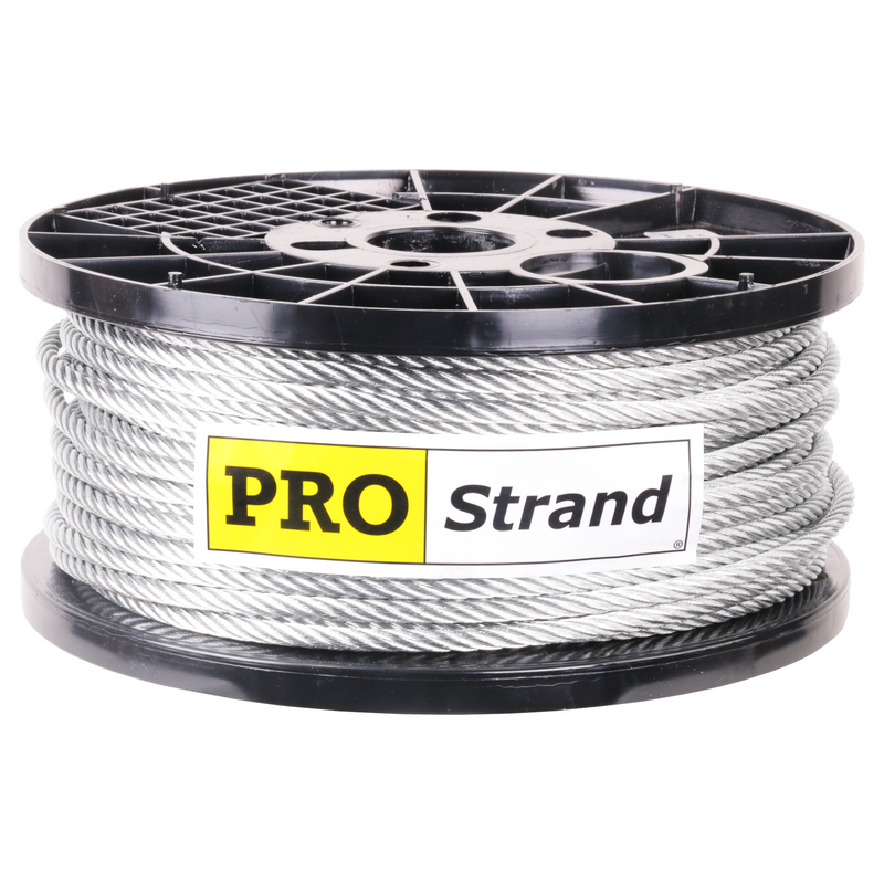 5/16 inch X 250 foot pro strand 7x19 hot dip galvanized cable reel label