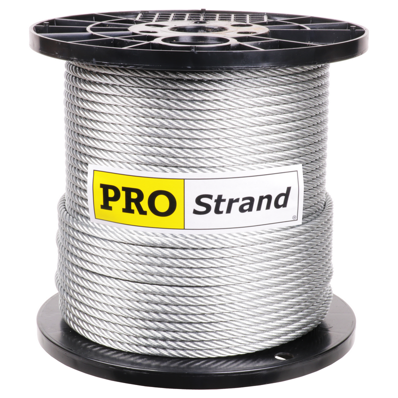 5/16 inch X 500 foot pro strand 7x19 hot dip galvanized cable reel label