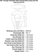 5 8 chicago hardware self colored heavy duty eye nut specification diagram
