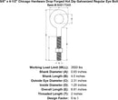 5 8 x 4 1 2 chicago hardware drop forged hot dip galvanized regular eyebolt specification diagram