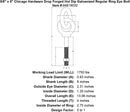 5 8 x 8 chicago hardware drop forged hot dip galvanized regular ring eyebolt specification diagram