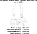 7 16 chicago hardware hot dip galvanized drop forged clip specification diagram