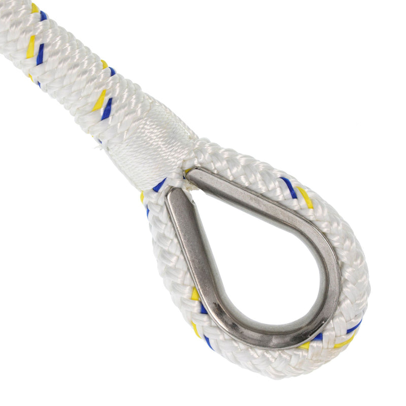 Extreme Max BoatTector 1/2 In. X 300 Ft. Double Braid Nylon Anchor Line With Thimble In White With Blue Tracer 3006 2523 Extreme Max BoatTector 1/2 In. X 300 Ft. Double Braid Nylon Anchor Line With Thimble In White With Blue Tracer 3006 2523