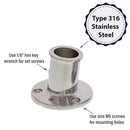 Stainless Steel 84 Degree Flag Pole base 1 in material type graphic