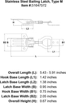 Stainless Steel Bailing Latch Type M specification diagram
