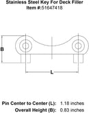 Stainless Steel Key For Deck Filler specification diagram