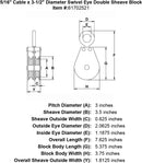 double sheave five sixteenths inch hd swivel eye block specification diagram