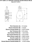 double sheave quarter inch hd fixed eye block specification diagram