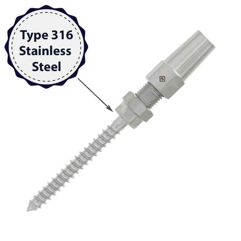 eighth inch stainless steel swageless lag stud coating