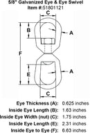 five eighths inch Eye Eye Swivel specification diagram