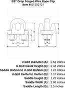 five eighths inch Wire Rope Clip specification diagram