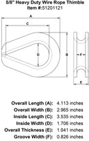 five eighths inch Wire Rope Thimble specification diagram
