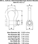 five eighths inch bolt type shackle specification diagram