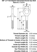 five eights inch screw eye bolt specification diagram