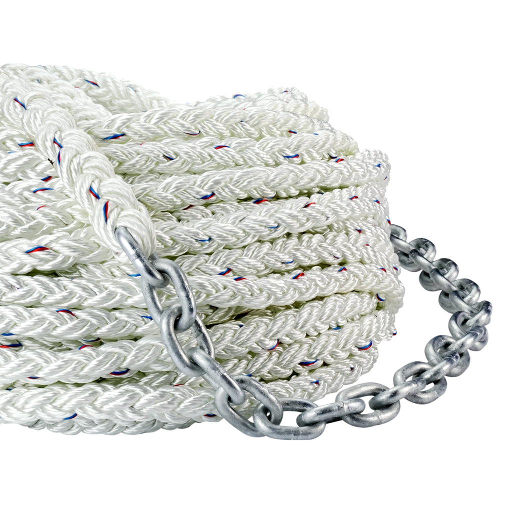 Windlass Anchor Rode, 1/2 x 200' Nylon 3-Strand Rope, 1/4 x 15' G4 H