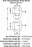 five sixteenths inch Eye Eye Swivel specification diagram